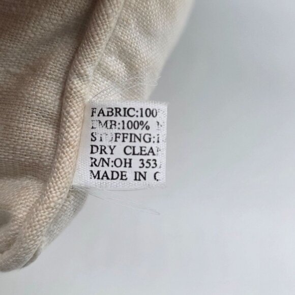 Handmade Linen Small Throw Pillow Silk Floral Embroidery 11" Square - Picture 5 of 9